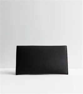 New Look Black Leather-Look Envelope Clutch Bag