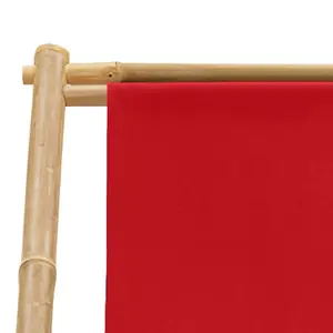 Berkfield Deck Chair Bamboo and Canvas Red