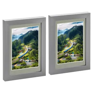 Nicola Spring Photo Frame with 4" x 6" Mount - 5" x 7" - Grey Mount - Pack of 2