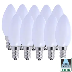 Harper Living 5 Watts E14 LED Bulb Opal Candle Cool White Dimmable, Pack of 10