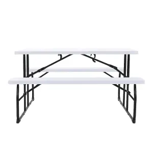 151cm W Outdoor Garden Foldable Picnic Table and Bench Furniture Set, White