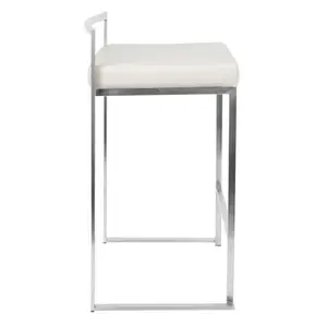 Daggett 68.5cm Bar Stool (Set of 2) Stainless Steel / White / Counter Stool (27" Seat Height)