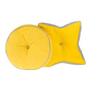 Homescapes Yellow and Grey Star Floor Cushion