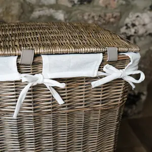 Rectangular Wicker Laundry Basket Bin Light Grey / Large (66 H cm x 46 W cm x 33 D cm)