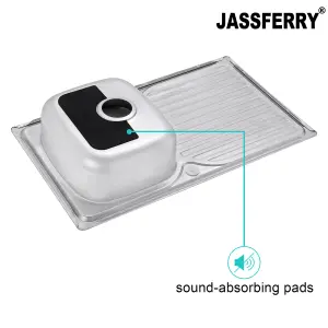 JASSFERRY Stainless Steel Kitchen Sink Single Bowl Inset Reversible Drainer