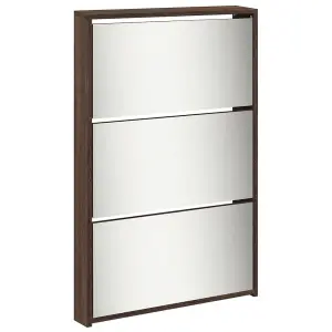 Berkfield Shoe Cabinet with Mirror 5-Layer Brown Oak 63x17x169.5 cm