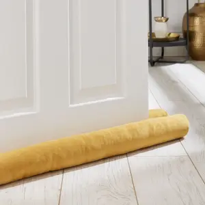 Catherine Lansfield Kingsley Matt Velvet Double Sided Under Door Draught Excluder Ochre Yellow