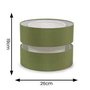 ValueLights Sophia Small Easy Fit Ceiling Light Shade 2 Tier Pendant Drum Lampshade - Olive Green - Bulb Included