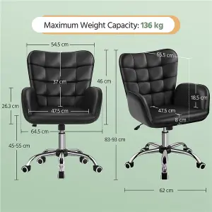 Yaheetech Faux Leather Desk Chair with Padded Armrests - Black