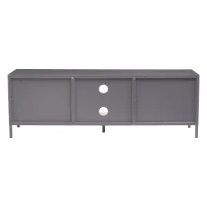 Interiors By Premier Classic Two Door Grey Metal Media Unit, Industrial Livingroom Media Unit, Versatile Shelving Media Unit