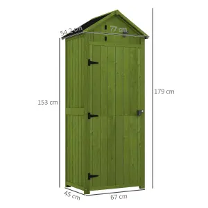 Outsunny Wooden Garden Storage Shed Tool Storage Box, 77 x 54 x 179 cm, Green