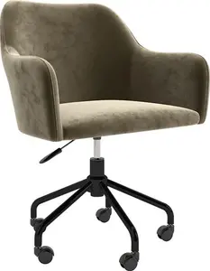 Beige Velvet Office Chair With Arms - Marley