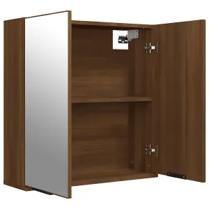 Berkfield Bathroom Mirror Cabinet Brown Oak 64x20x67 cm