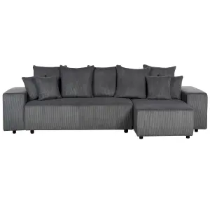 Corner Sofa LUSPA Dark Grey Corduroy Left Hand