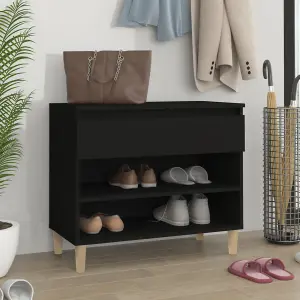 Berkfield Shoe Cabinet Black 70x36x60 cm Engineered Wood