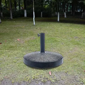 Ram 10kg Weight Black Weave Parasol Base With Rattan Effect Weave Style Base Umbrella Stand 52cm Diameter