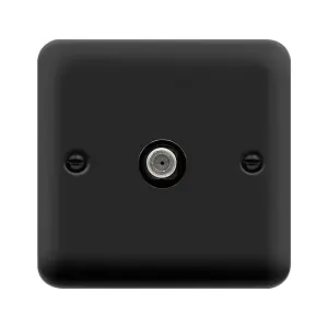 Curved Matt Black Satellite Socket 1 Gang - Black Trim - SE Home