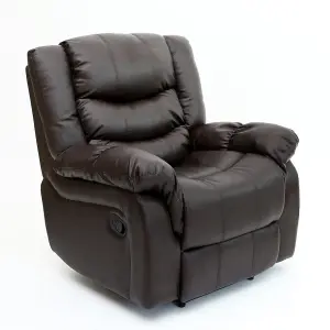 Seattle Manual Recliner Armchair Sofa Home Lounge Bonded Leather Chair (Brown)