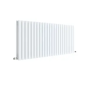 Square Horizontal Double Panel Radiator - 600mm x 1398mm - 4968 BTU - Satin White