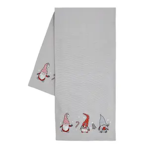 Catherine Lansfield Dining Christmas Gnomes Cotton 33x220 cm Runner Grey Red