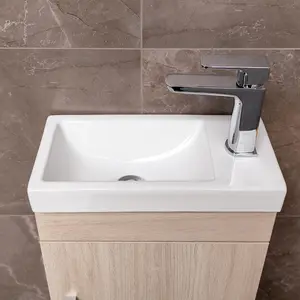 Novela 400mm Floorstanding Cloakroom Vanity Unit in Light Wood