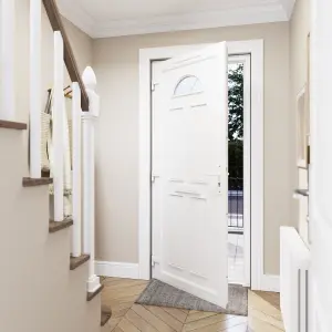 Fortia Lorne Clear Glazed White RH External Front Door set, (H)2085mm (W)840mm