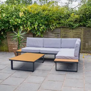 Sicily Grey L-Shaped Outdoor Corner Sofa Set with Cushions