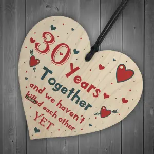 Funny Rude 30th Anniversary Gift For Husband Wife Gift For Him Her Wooden Heart