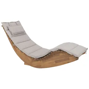 Sun Lounger with Cushion Wood Taupe BRESCIA