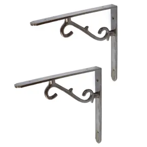 Hammer & Tongs Scroll Iron Shelf Bracket - D205mm - Raw - Pack of 2