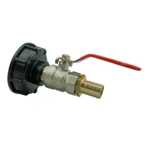 IBC 2 Inch S60X6 Cap Kit with Lever Valve 19 mm Brass Barb and PTFE Tape Leak Proof Liquid Control