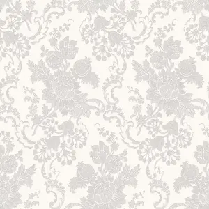 Galerie Italian Classics 4 Light Grey Silver Floreale Embossed Wallpaper