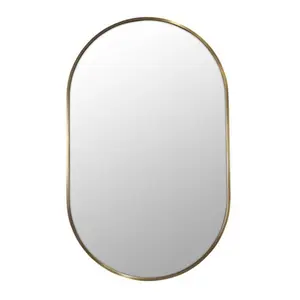 Chaya Metal Flat Wall Mirror Satin Brass / 91.4cm H x 55.9cm W