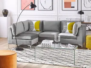 Corner Sofa EVJA Grey Velvet Right Hand