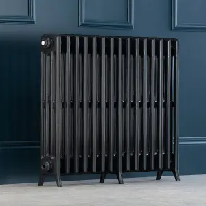 Arroll Edwardian Cast aluminium Anthracite Grey 15 Column Radiator, (W)906mm x (H)750mm