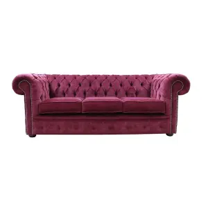 Chesterfield Handmade 3 Seater Sofa Pimlico Burgandy Fabric In Classic Style