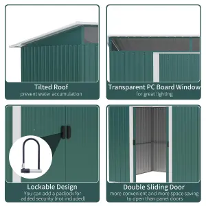 Outsunny Garden Shed Outdoor Storage Tool Organizer w/ Double Sliding Door