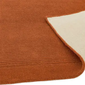 Terracotta Simple and Stylish Wool Plain Handmade Modern Rug for Living Room and Bedroom-80cm X 150cm