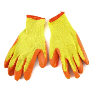 12 Pairs Bulk Medium Work Gloves Size 8 Polycotton Latex Rubber Coated