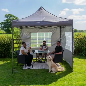 Pop Up 2.5x2.5 Gazebo With Sides Dark Grey