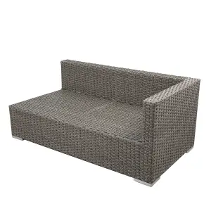 Rattan Garden Corner Sofa Set, 3 Piece Corner Garden Lounge Set with 10CM Cushion, Tempered Glass Table - Fully Assembled - Gray