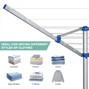 4 Arm Rotary Washing Line Airer Indoor & Outdoor Umbrella-Style Clothes Drying Rack