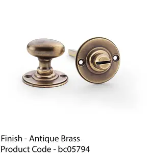 Traditional Oval Thumbturn & Release Lock - Antique Brass - Bathroom Door WC