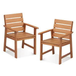 Costway 2 Piece Patio Hardwood Chairs Outdoor Garden Wood Dining Armchairs