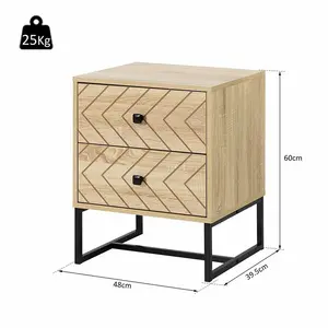 Raul 2 Drawer Bedside Table