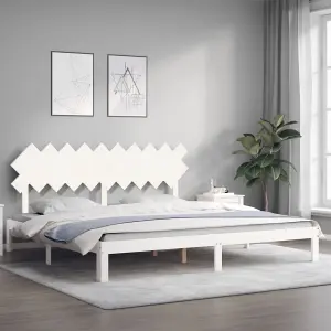 Berkfield Bed Frame with Headboard White 200x200 cm Solid Wood