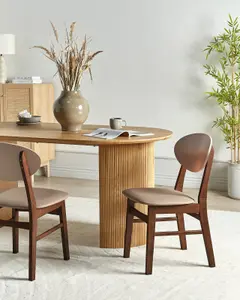 Set of 2 Dining Chairs AMERY Rubberwood Light Brown