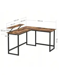 VASAGLE Computer Desk, L-Shaped Writing Workstation, Industrial Corner Desk With Monitor Stand