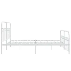 Berkfield Metal Bed Frame without Mattress with Footboard White 183x213cm