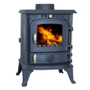 HEATSURE Cast Iron Woodburning Multifuel Stove Fireplace Heat Warm Indoor 4.5KW